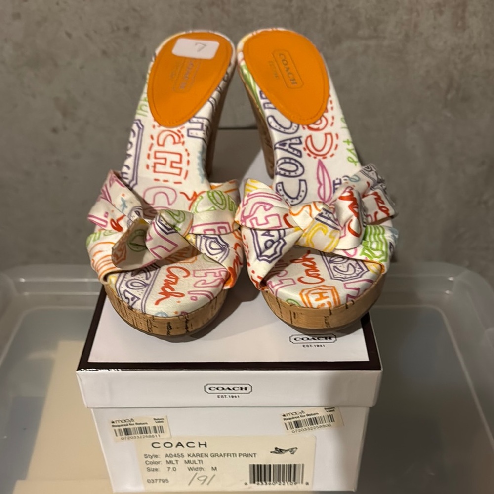 Coach Women's Graffiti Print Wedge Sandals